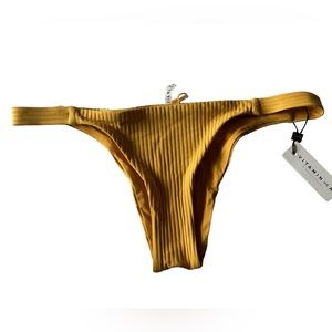 NWT VITAMIN A Carmen bikini bottoms, size 8/M, marigold, textured materi…